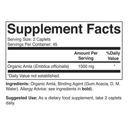 Brieofood Bio Amla 1500mg, 45 Portionen, Vegetarisch, Glutenfrei, 90 Vegetarische Tabletten