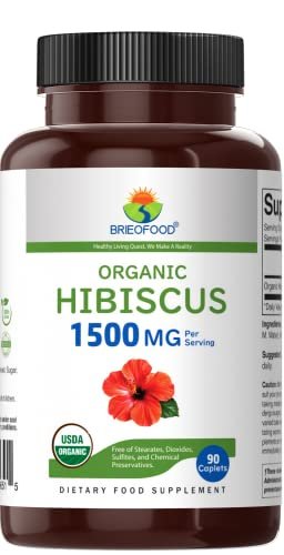 Brieofood Bio Hibiskus 1500mg, 45 Portionen, Vegetarisch, Glutenfrei, 90 Vegane Tabletten