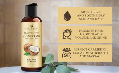Handcraft Blends Fraktioniertes Kokosöl - 118 ml - 100% rein und natürlich - Premium Trägeröl für Haut und Haare - Körper und Haarpflege - Massageöl