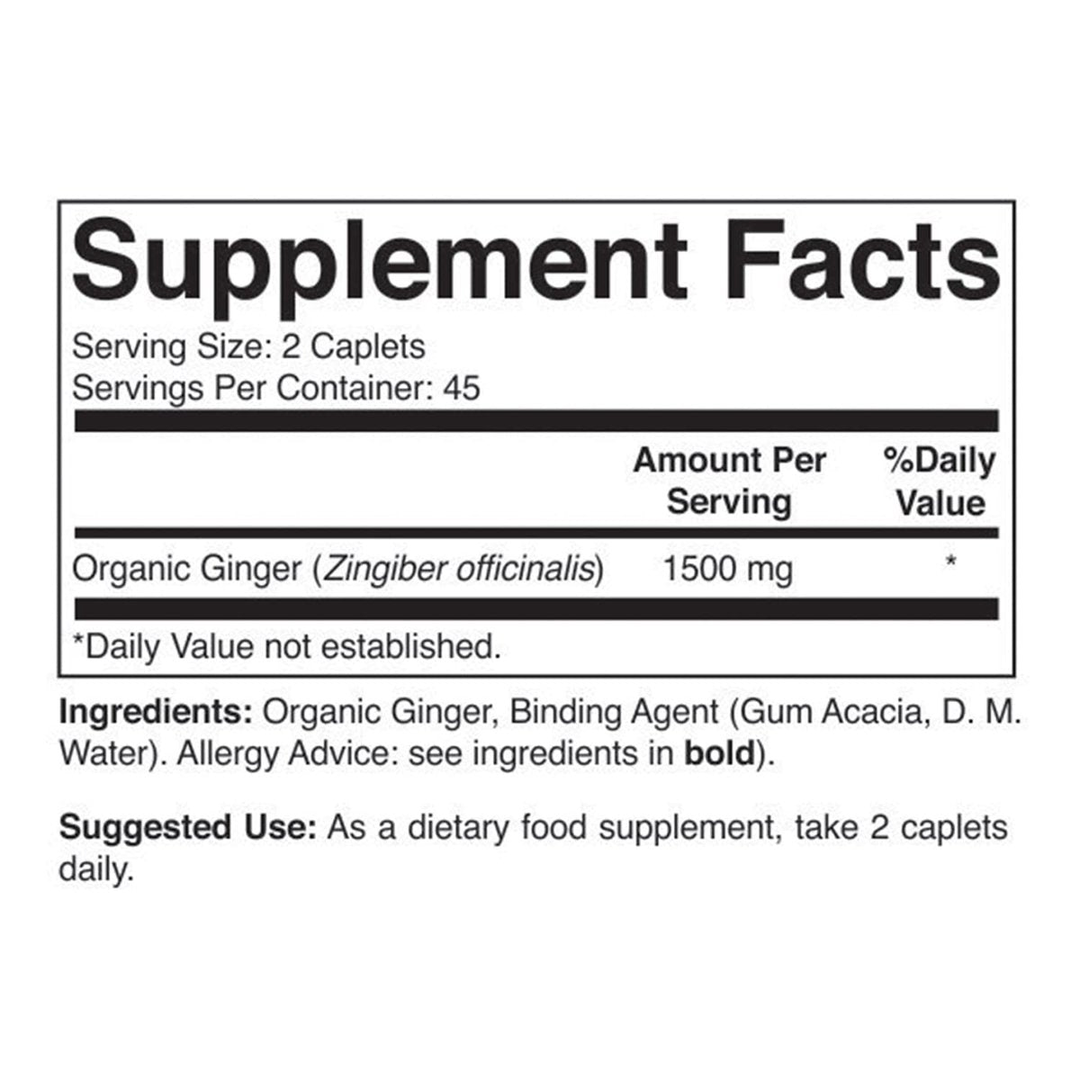 Brieofood Bio Ingwer 1500mg, 45 Portionen, Vegetarisch, Glutenfrei, 90 Vegetarische Tabletten