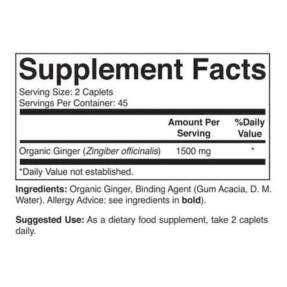 Brieofood Bio Ingwer 1500mg, 45 Portionen, Vegetarisch, Glutenfrei, 90 Vegetarische Tabletten