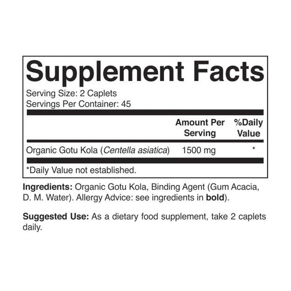 Brieofood Bio Gotu Kola 1500mg – 90 vegane Tabletten, glutenfrei, 45 Portionen