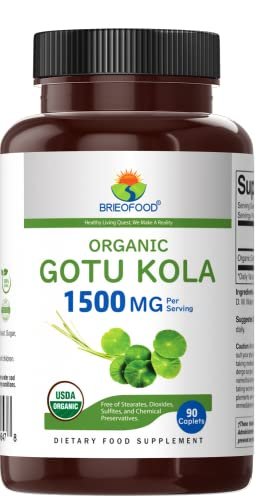 Brieofood Bio Gotu Kola 1500mg – 90 vegane Tabletten, glutenfrei, 45 Portionen