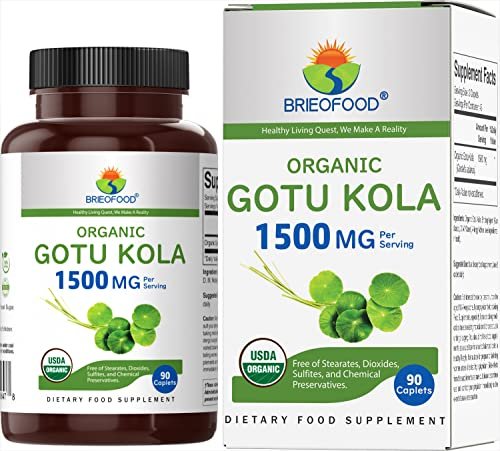 Brieofood Bio Gotu Kola 1500mg – 90 vegane Tabletten, glutenfrei, 45 Portionen