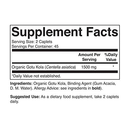 Brieofood Bio Gotu Kola 1500mg – 90 vegane Tabletten, glutenfrei, 45 Portionen