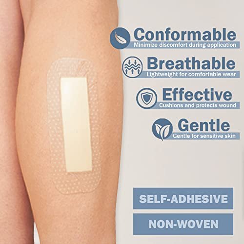 EVERLIT Care Silikon-Schaumstoff-Wundverband mit Kleberand | Hochsaugfähige hypoallergene Bandagen für chronische Wunden, Druckgeschwüre, Dekubitus | Sanfte & sichere Haftung (5 cm x 12,5 cm | 10er-Pack)