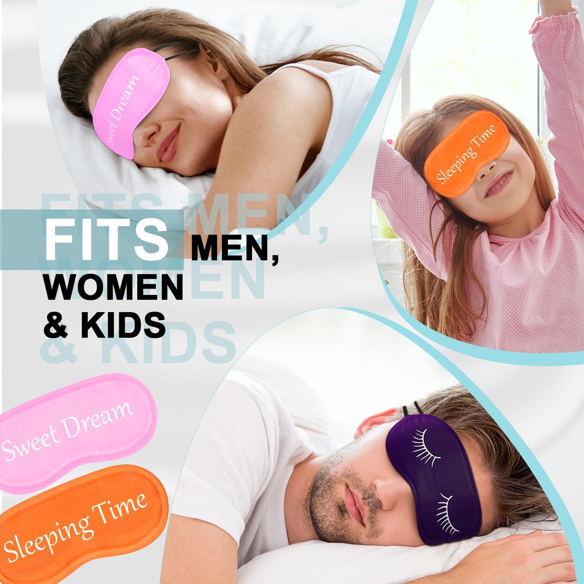 Eurzom 20 Stücke lustige Schlafmasken im Set mit verstellbarem Band – Schlafbrillen für Nacht, Spa, Frauen, Männer, Erwachsene, Pyjama-Party-Geschenke (Bunte Farben)