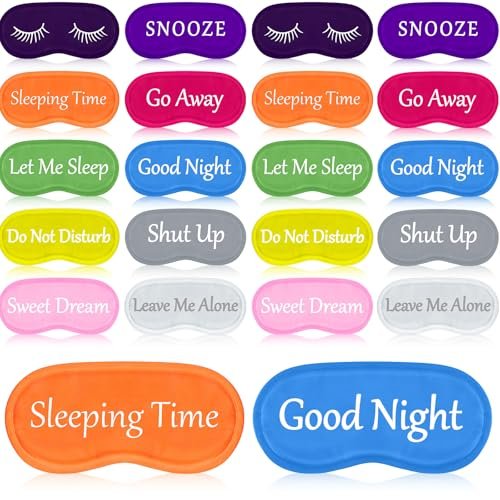 Eurzom 20 Stücke lustige Schlafmasken im Set mit verstellbarem Band – Schlafbrillen für Nacht, Spa, Frauen, Männer, Erwachsene, Pyjama-Party-Geschenke (Bunte Farben)