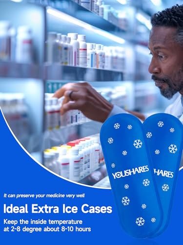YOUSHARES Mini Kühlakkus - Wiederverwendbar, Verdickt & Auslaufsicher für Insulin-Kühltasche, TSA-zugelassen, Geeignet für die meisten isolierten Medikamententaschen (4er-Pack)