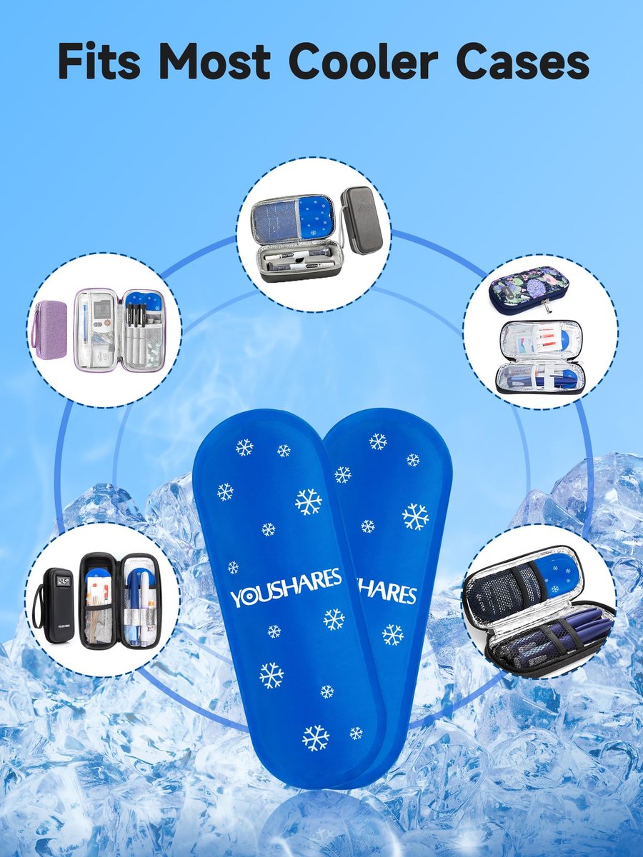 YOUSHARES Mini Kühlakkus - Wiederverwendbar, Verdickt & Auslaufsicher für Insulin-Kühltasche, TSA-zugelassen, Geeignet für die meisten isolierten Medikamententaschen (4er-Pack)