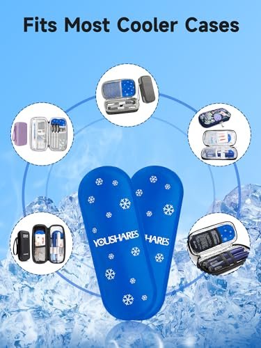 YOUSHARES Mini Kühlakkus - Wiederverwendbar, Verdickt & Auslaufsicher für Insulin-Kühltasche, TSA-zugelassen, Geeignet für die meisten isolierten Medikamententaschen (4er-Pack)