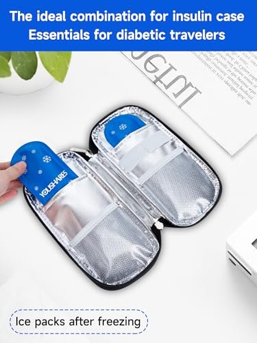 YOUSHARES Mini Kühlakkus - Wiederverwendbar, Verdickt & Auslaufsicher für Insulin-Kühltasche, TSA-zugelassen, Geeignet für die meisten isolierten Medikamententaschen (4er-Pack)