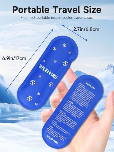 YOUSHARES Mini Kühlakkus - Wiederverwendbar, Verdickt & Auslaufsicher für Insulin-Kühltasche, TSA-zugelassen, Geeignet für die meisten isolierten Medikamententaschen (4er-Pack)