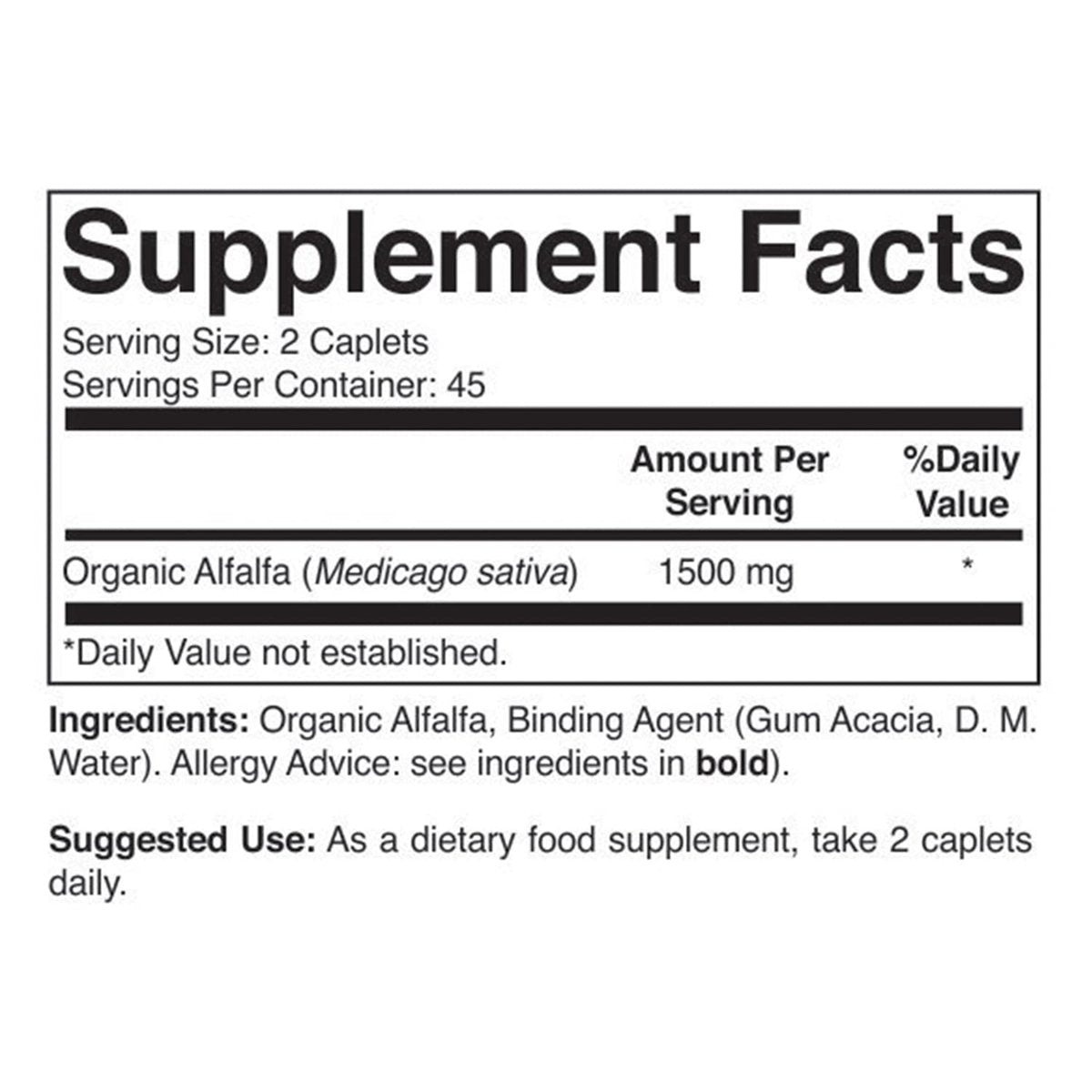 Brieofood Bio Alfalfa 1500mg, 45 Portionen, Vegetarisch, Glutenfrei, 90 Vegane Tabletten