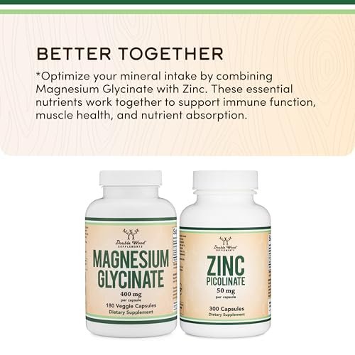 Magnesiumglycinat 400 mg | 180 Kapseln | Unterstützung für Schlaf, Muskeln & Herz | Vegan, drittanbietergetestet, glutenfrei, non-GMO | von Double Wood Supplements