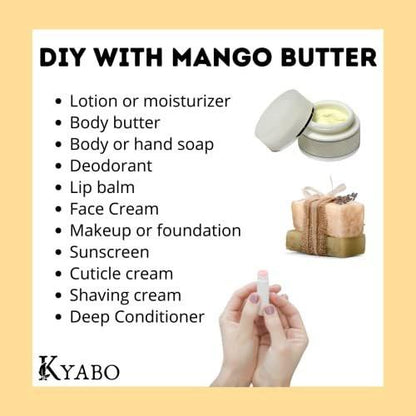 Kyabo 100% Reine Mangobutter, Roh, Bio & Unraffiniert, Chemiefrei, Natürliche Hautfeuchtigkeitscreme, Ideal für DIY Körperbutter, Lippenbalsam, Sonnencreme-Seifen & Lotionen (2,27 kg)