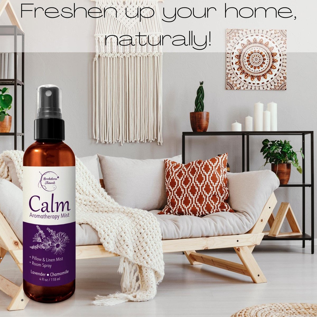 Calm Aromatherapie-Mist mit Lavendel & Kamille Ätherische Öle. Natürliches Schlaf- & Kissen-Spray, Raum- & Wäscheduft. Lavendel-Spray zur Entspannung & zum Schlafen - Brookethorne Naturals