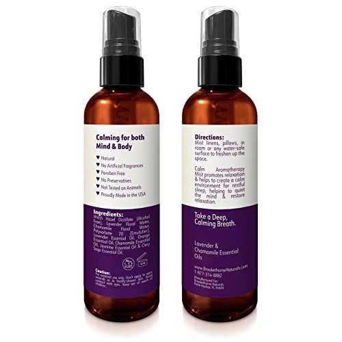 Calm Aromatherapie-Mist mit Lavendel & Kamille Ätherische Öle. Natürliches Schlaf- & Kissen-Spray, Raum- & Wäscheduft. Lavendel-Spray zur Entspannung & zum Schlafen - Brookethorne Naturals
