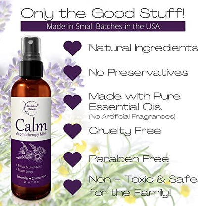 Calm Aromatherapie-Mist mit Lavendel & Kamille Ätherische Öle. Natürliches Schlaf- & Kissen-Spray, Raum- & Wäscheduft. Lavendel-Spray zur Entspannung & zum Schlafen - Brookethorne Naturals