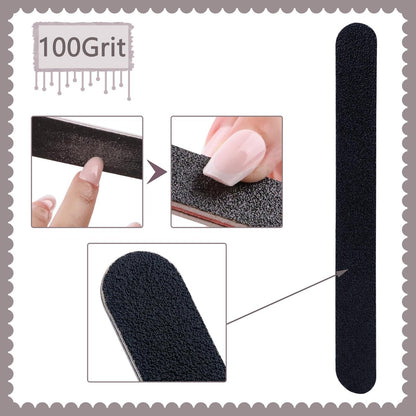 60-teiliges Nagelfeilen-Set, Schwarze 100/180 Grit Doppelseitige Feilen, Wiederverwendbares professionelles Maniküre-Werkzeug für Zuhause und Salon