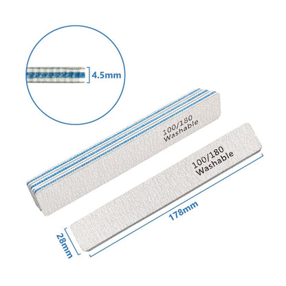 Nagelfeilen 24er Pack – Professionelle, wiederverwendbare und waschbare Nagelfeilen 100/180 Grit doppelseitig – Maniküre-Werkzeug-Set für Zuhause und Salon