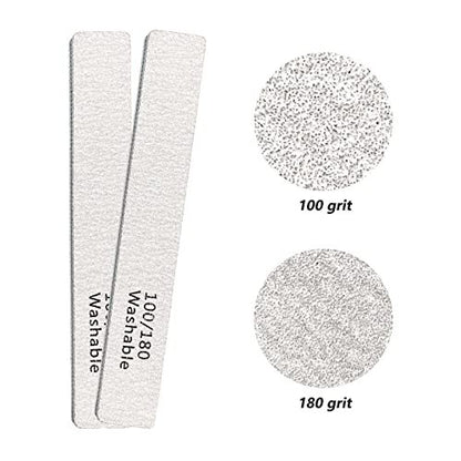 Nagelfeilen 24er Pack – Professionelle, wiederverwendbare und waschbare Nagelfeilen 100/180 Grit doppelseitig – Maniküre-Werkzeug-Set für Zuhause und Salon