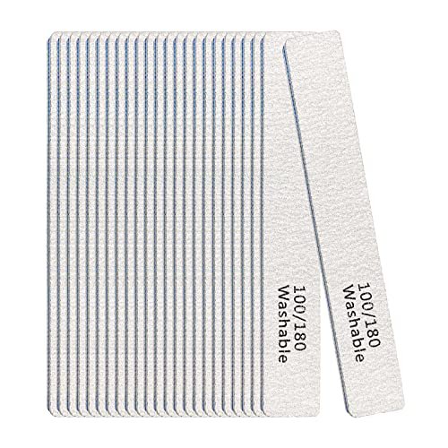 Nagelfeilen 24er Pack – Professionelle, wiederverwendbare und waschbare Nagelfeilen 100/180 Grit doppelseitig – Maniküre-Werkzeug-Set für Zuhause und Salon