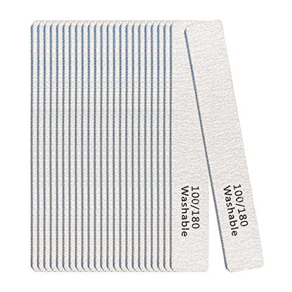 Nagelfeilen 24er Pack – Professionelle, wiederverwendbare und waschbare Nagelfeilen 100/180 Grit doppelseitig – Maniküre-Werkzeug-Set für Zuhause und Salon