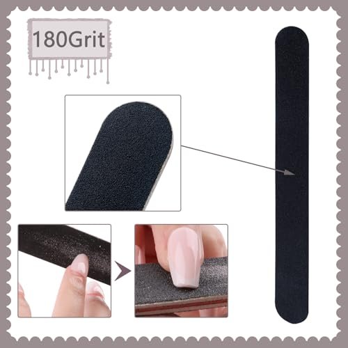 40er Pack Nagelfeilen, Schwarze Nagelfeilen 100/180 Grit Doppelseitig, Professionelles Maniküre-Werkzeug-Set für Zuhause und Salon