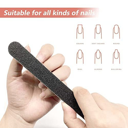 40er Pack Nagelfeilen, Schwarze Nagelfeilen 100/180 Grit Doppelseitig, Professionelles Maniküre-Werkzeug-Set für Zuhause und Salon
