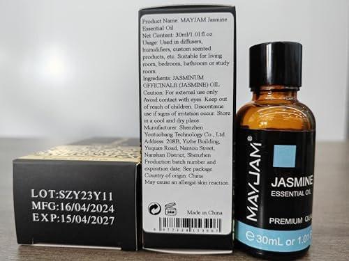 MAYJAM Jasmin ätherisches Öl mit Glaspipette – 100 ml reines Naturöl für Diffuser, Seifen- und Kerzenherstellung
