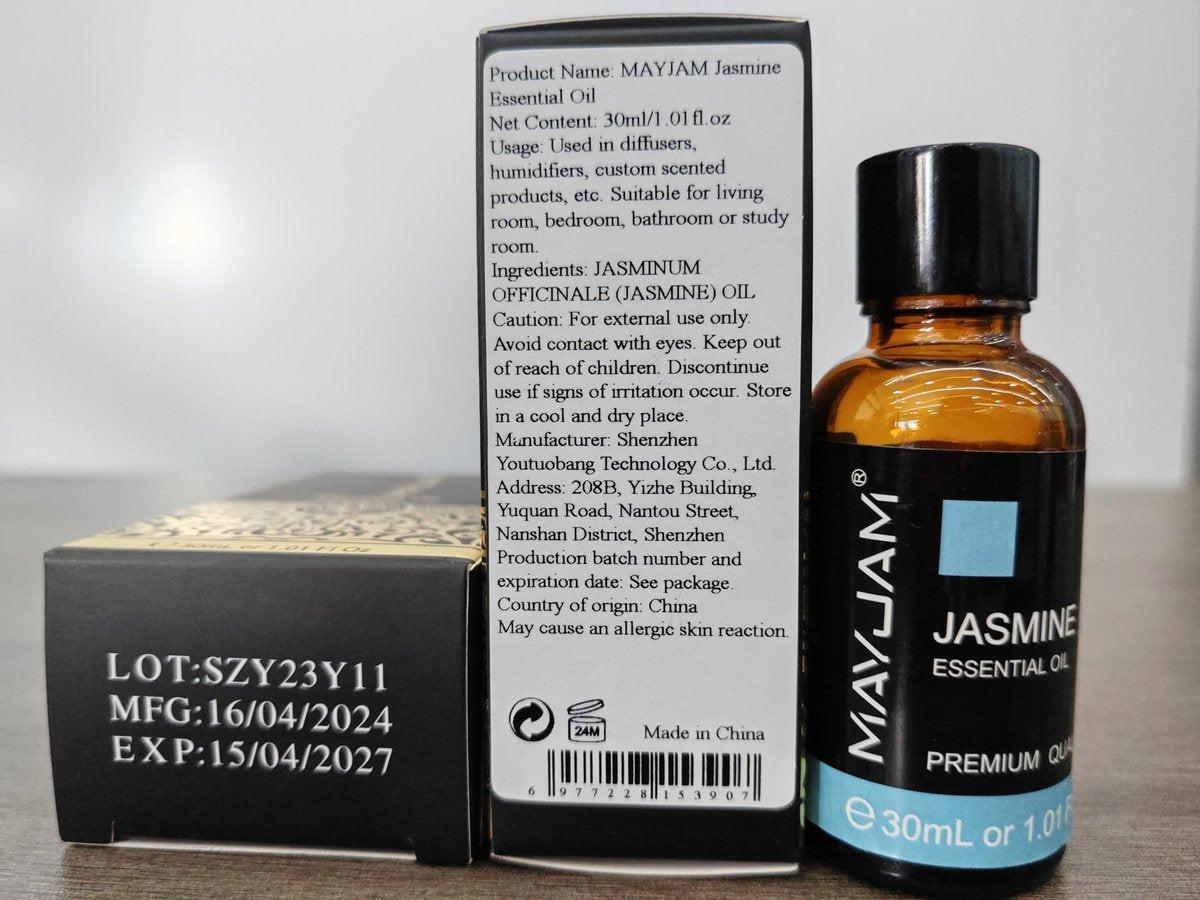 Jasmin ätherisches Öl 30ml / 1,01 Fl.oz – MAYJAM reines Jasminöl für Aromatherapie, Massage, DIY-Seife, ideal für Yoga zu Hause
