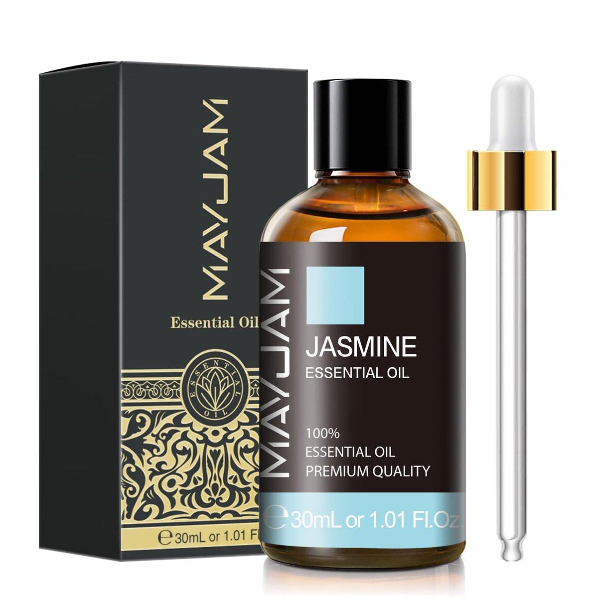 Jasmin ätherisches Öl 30ml / 1,01 Fl.oz – MAYJAM reines Jasminöl für Aromatherapie, Massage, DIY-Seife, ideal für Yoga zu Hause