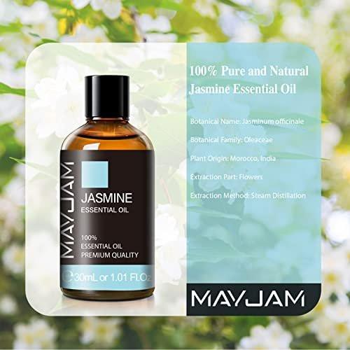 Jasmin ätherisches Öl 30ml / 1,01 Fl.oz – MAYJAM reines Jasminöl für Aromatherapie, Massage, DIY-Seife, ideal für Yoga zu Hause