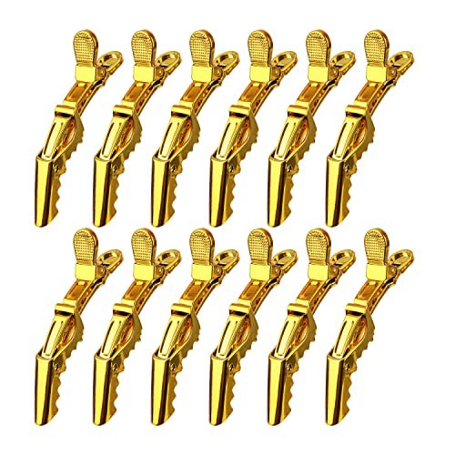 Premium Haarspangen 12er-Pack – Große Croc-Spangen für dickes Haar, Styling und Abteilen – Gold