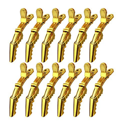 Premium Haarspangen 12er-Pack – Große Croc-Spangen für dickes Haar, Styling und Abteilen – Gold