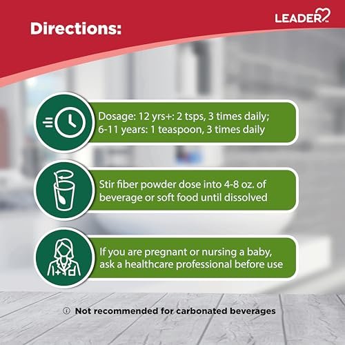 Leader Präbiotischer Ballaststoff-Pulver für die Verdauungsgesundheit, 100 % natürliches tägliches Ballaststoffpulver, zuckerfrei, geschmacksneutral, glutenfrei, nicht gentechnisch verändert, unaromatisiert, 62 Portionen (247 g) (1 Packung)