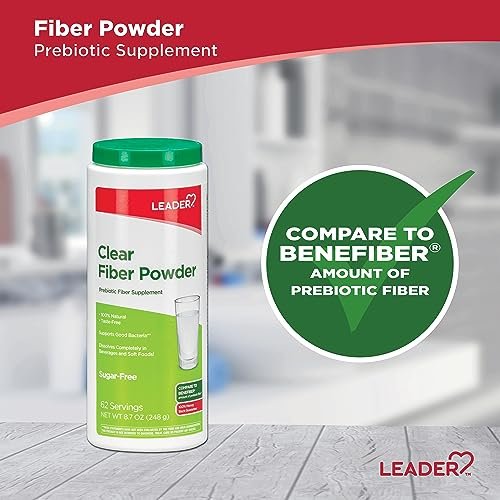 Leader Präbiotischer Ballaststoff-Pulver für die Verdauungsgesundheit, 100 % natürliches tägliches Ballaststoffpulver, zuckerfrei, geschmacksneutral, glutenfrei, nicht gentechnisch verändert, unaromatisiert, 62 Portionen (247 g) (1 Packung)