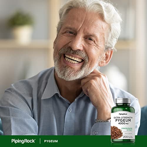 Piping Rock Pygeum Extra Stark | 200 Kapseln | Pygeum Africanum Rindenextrakt | Für Männer und Frauen | Nicht-GVO, Glutenfrei