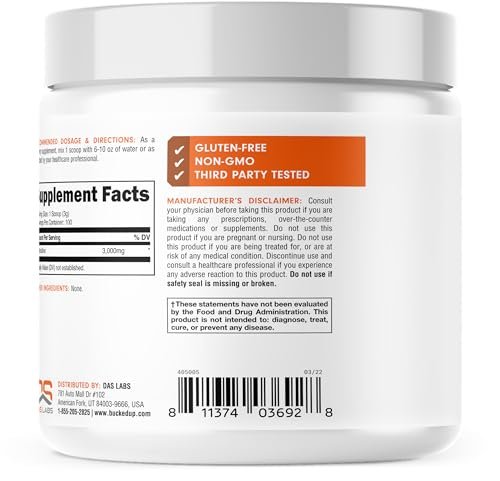 Bucked Up L-Citrullin 3000 mg Pulver, Essentials (100 Portionen) – Für bessere Durchblutung und Pump