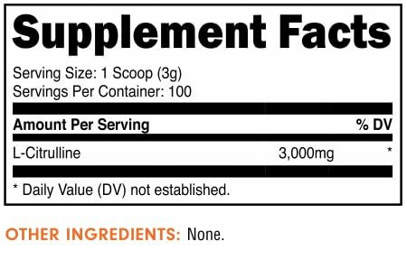 Bucked Up L-Citrullin 3000 mg Pulver, Essentials (100 Portionen) – Für bessere Durchblutung und Pump