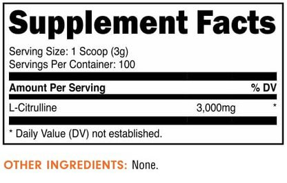 Bucked Up L-Citrullin 3000 mg Pulver, Essentials (100 Portionen) – Für bessere Durchblutung und Pump