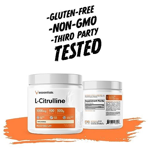 Bucked Up L-Citrullin 3000 mg Pulver, Essentials (100 Portionen) – Für bessere Durchblutung und Pump