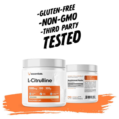 Bucked Up L-Citrullin 3000 mg Pulver, Essentials (100 Portionen) – Für bessere Durchblutung und Pump