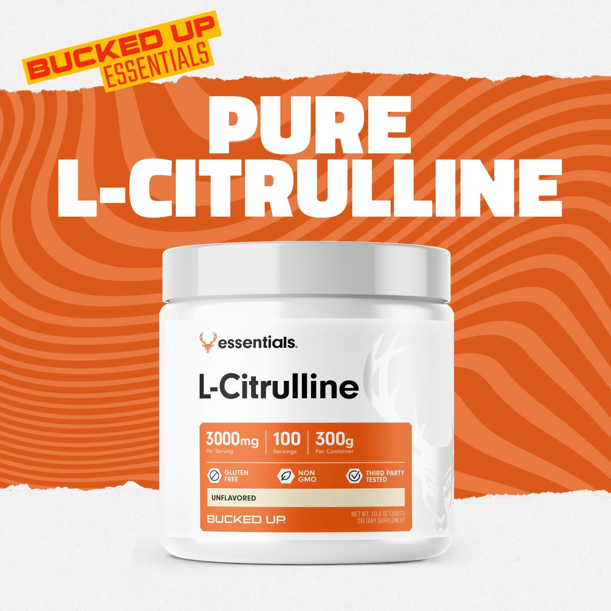 Bucked Up L-Citrullin 3000 mg Pulver, Essentials (100 Portionen) – Für bessere Durchblutung und Pump