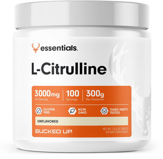 Bucked Up L-Citrullin 3000 mg Pulver, Essentials (100 Portionen) – Für bessere Durchblutung und Pump