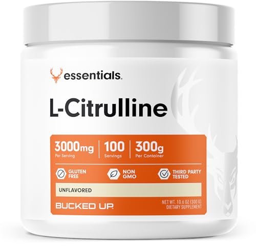 Bucked Up L-Citrullin 3000 mg Pulver, Essentials (100 Portionen) – Für bessere Durchblutung und Pump