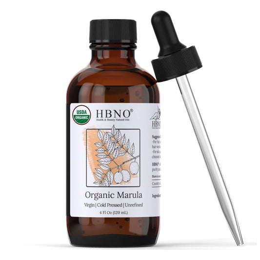 HBNO Bio-Marula-Öl – Riesige 120 ml Wertgröße – USDA-zertifiziertes Bio-Marulakernöl, kaltgepresst für Gesicht, Körper, Lippen, Shampoo & Conditioner