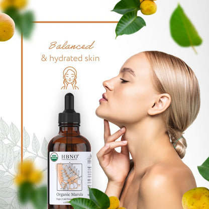 HBNO Bio-Marula-Öl – Riesige 120 ml Wertgröße – USDA-zertifiziertes Bio-Marulakernöl, kaltgepresst für Gesicht, Körper, Lippen, Shampoo & Conditioner
