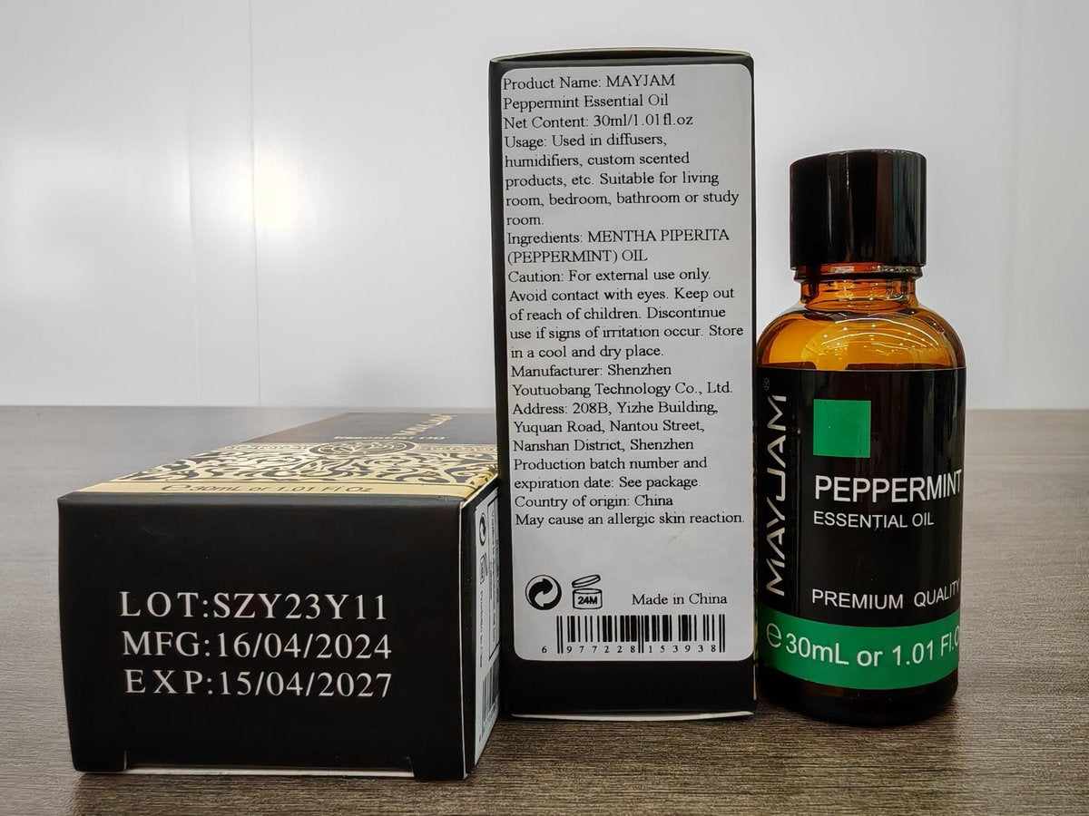 MAYJAM Pfefferminzöl 30 ml – 100% reines ätherisches Öl für Diffuser, Luftbefeuchter und DIY-Projekte